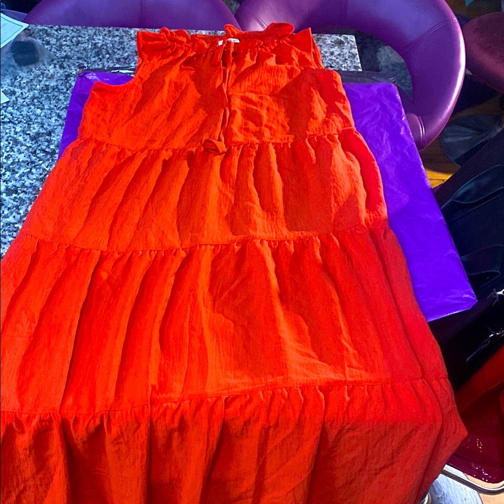 Vibrant Orange Sleeveless Dress